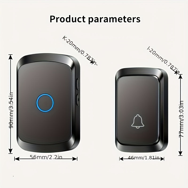 1pc Smart Wireless Doorbell with 304.8meter Range, 60 Chimes, 5 Volume Levels, 110dB Silent Mode, LED Indicator, Non-Rechargeable Battery, Plug-and-Play, European Plug