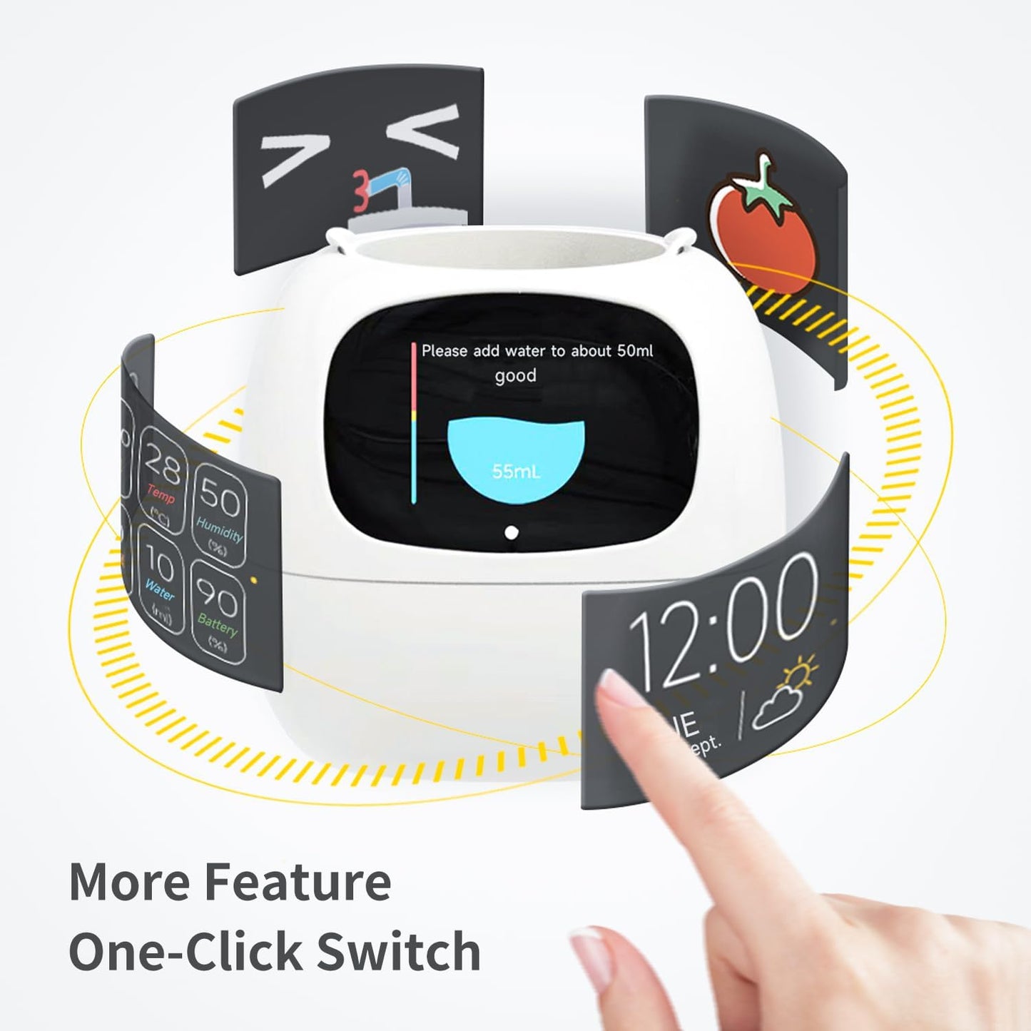 Smart Flowerpots, with Artificial Intelligence, Time Temperature Display وعاء زهور ذكي من ماسديو، مع ذكاء إصطناعي