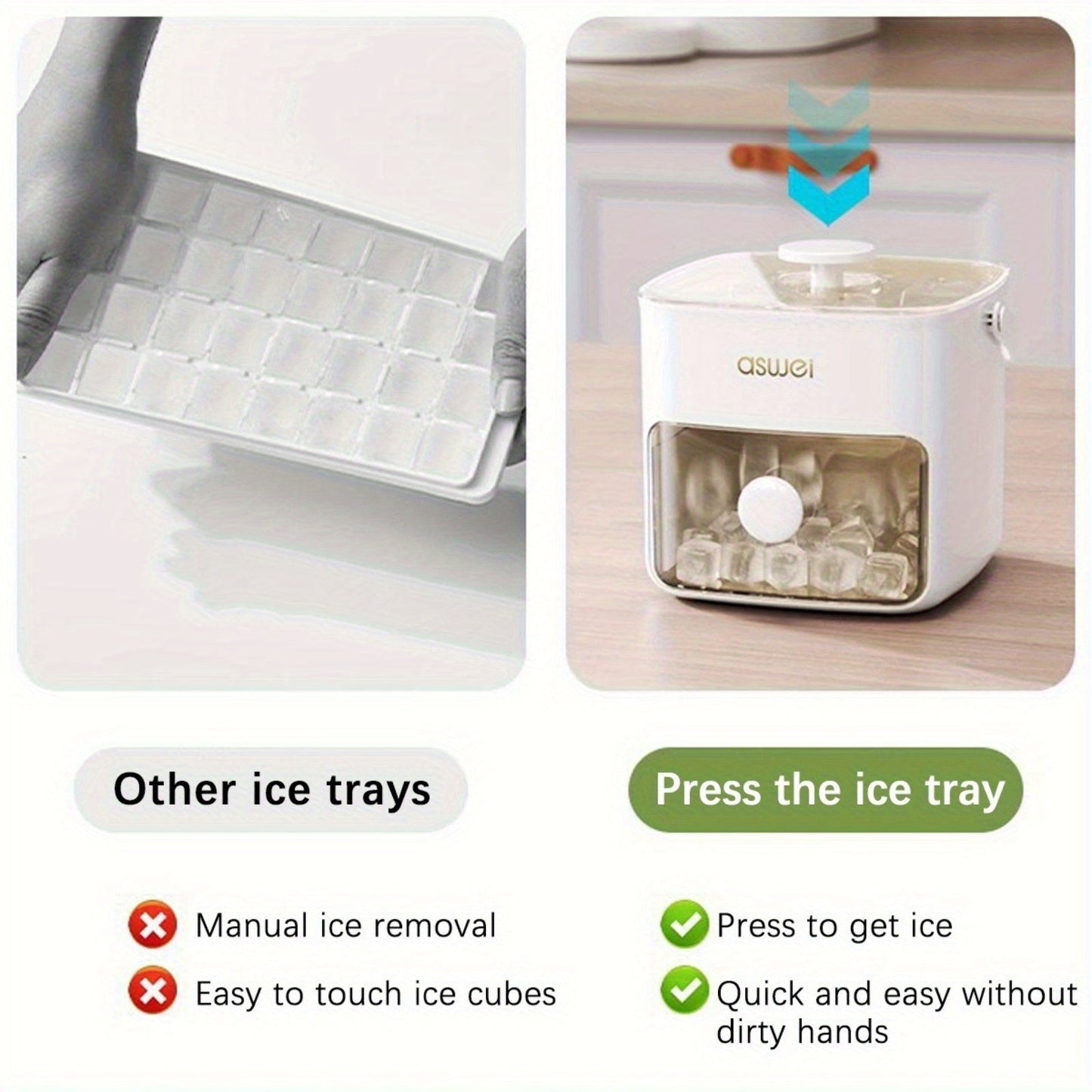 1pc 48-grid Ice Cube Maker with Easy-Press Lid - Large Capacity, Double-Layer Design, Food-Grade Plastic Storage Tray, Freezer-Friendly