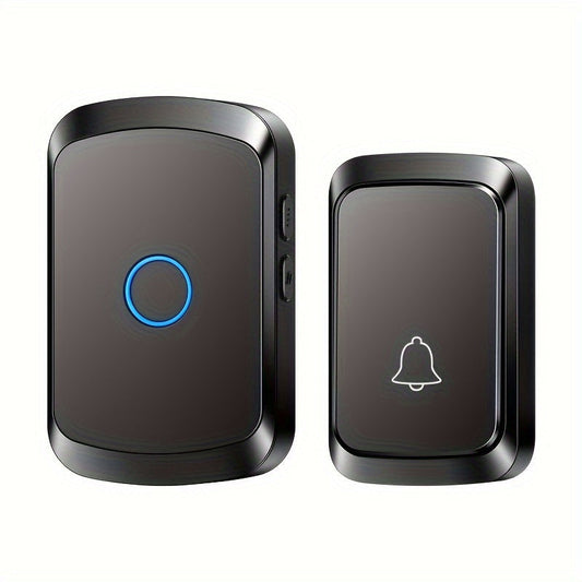 1pc Smart Wireless Doorbell with 304.8meter Range, 60 Chimes, 5 Volume Levels, 110dB Silent Mode, LED Indicator, Non-Rechargeable Battery, Plug-and-Play, European Plug
