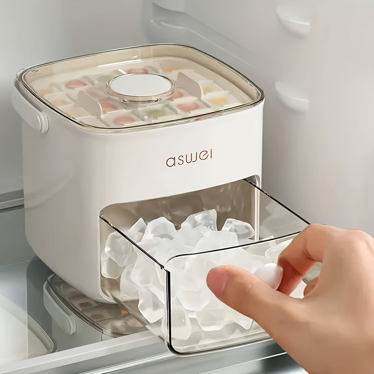 1pc 48-grid Ice Cube Maker with Easy-Press Lid - Large Capacity, Double-Layer Design, Food-Grade Plastic Storage Tray, Freezer-Friendly