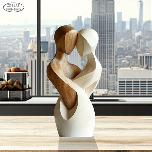 1pc Elegant Wooden Couple Statue